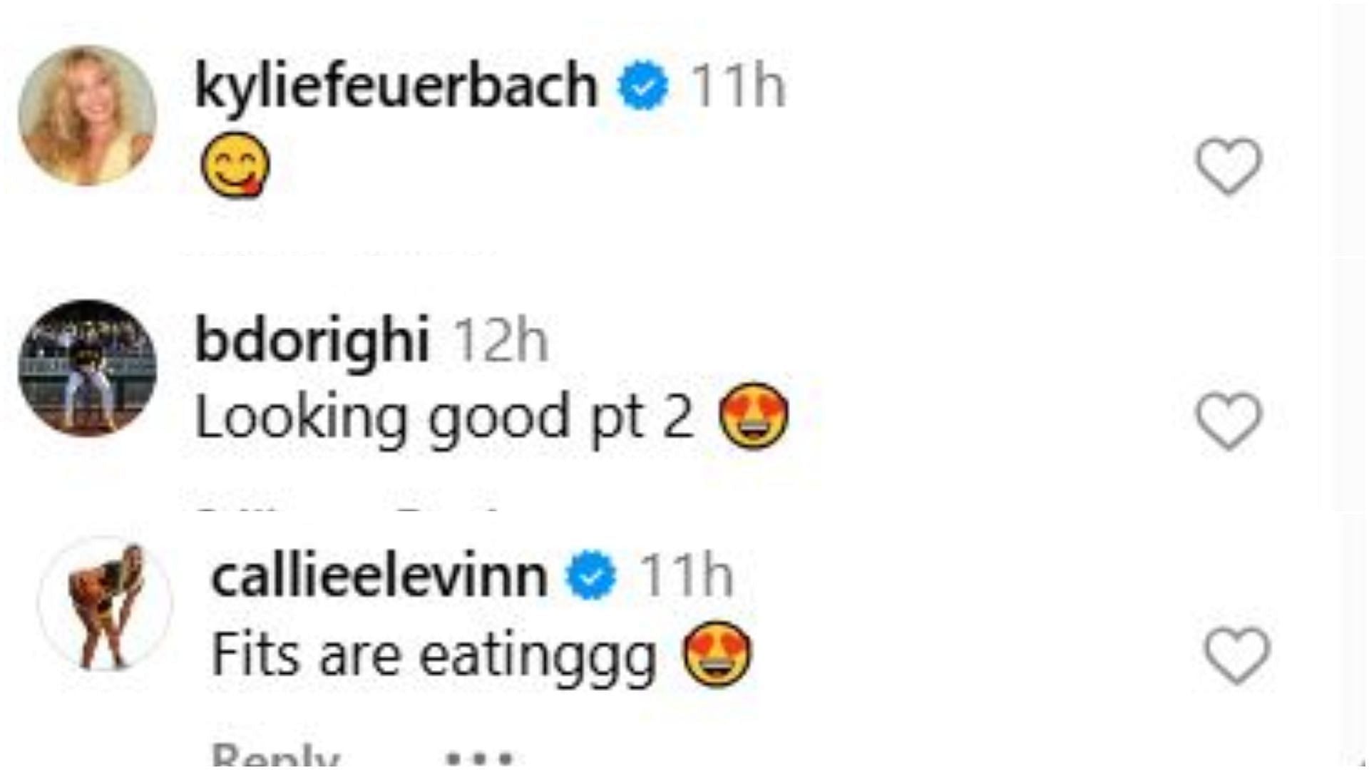 Kylie Feuerbach, Callie Levin & ex-Iowa outfielder Brennen Dorighi gush over Sydney Affolter's snaps from London. Credit: IG/@sydney.affolter
